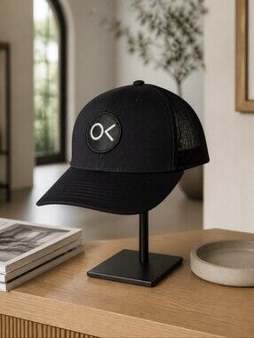 Outerknown Black Mesh-Back Trucker Hat with OK Patch